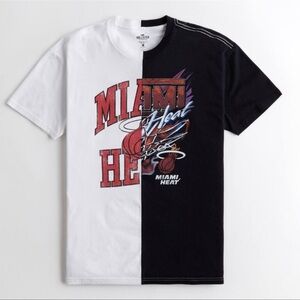 Hollister Miami Heat Split Oversized T-Shirt - Black and White